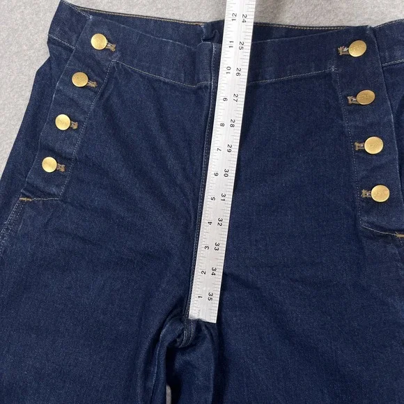 J.Crew Sailor Button Wide Leg Trouser Jeans Womens 27P (30x29) Dark Blue Denim - Picture 3 of 13